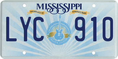 MS license plate LYC910