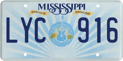 MS license plate LYC916