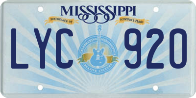 MS license plate LYC920