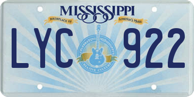MS license plate LYC922