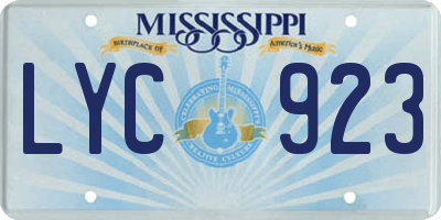 MS license plate LYC923