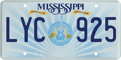 MS license plate LYC925
