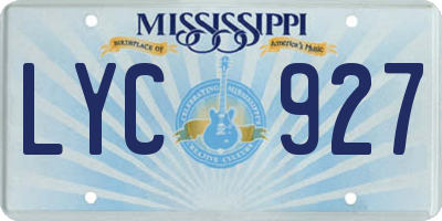 MS license plate LYC927