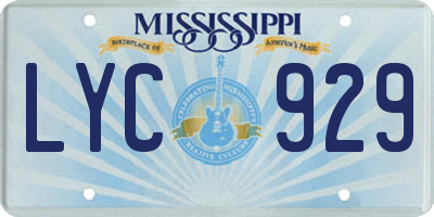 MS license plate LYC929