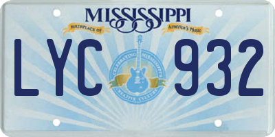MS license plate LYC932