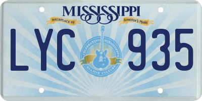MS license plate LYC935