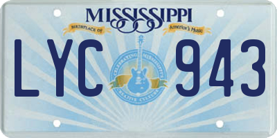 MS license plate LYC943