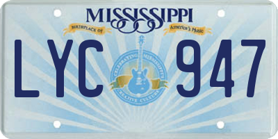 MS license plate LYC947