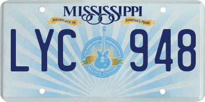 MS license plate LYC948