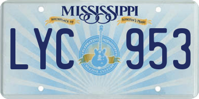 MS license plate LYC953