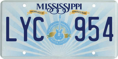 MS license plate LYC954