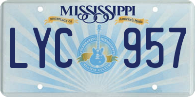 MS license plate LYC957