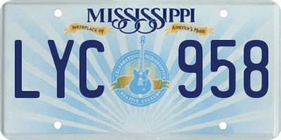 MS license plate LYC958