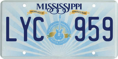 MS license plate LYC959