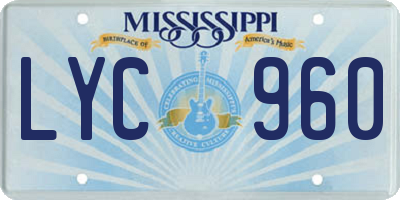 MS license plate LYC960