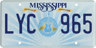 MS license plate LYC965