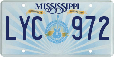 MS license plate LYC972