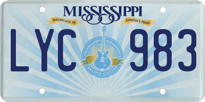 MS license plate LYC983
