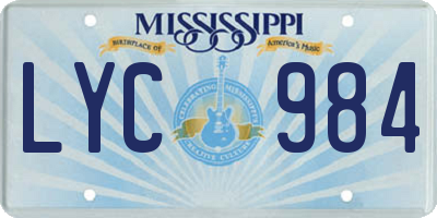 MS license plate LYC984