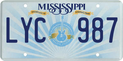 MS license plate LYC987