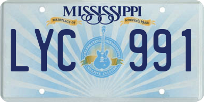 MS license plate LYC991