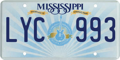 MS license plate LYC993