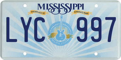 MS license plate LYC997