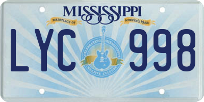 MS license plate LYC998