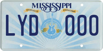 MS license plate LYD000