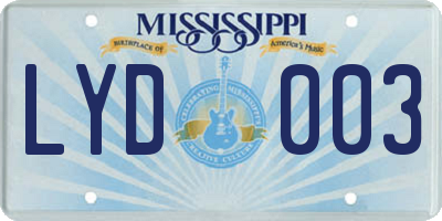 MS license plate LYD003