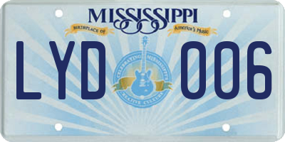 MS license plate LYD006