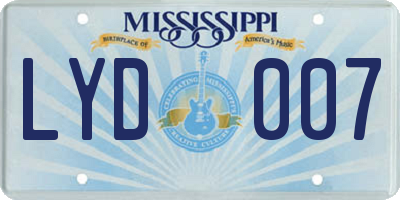MS license plate LYD007