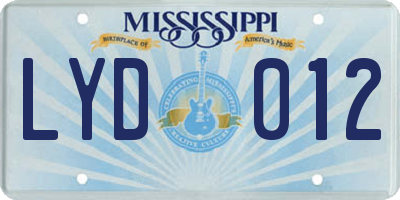MS license plate LYD012