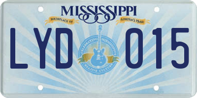 MS license plate LYD015