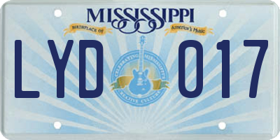 MS license plate LYD017