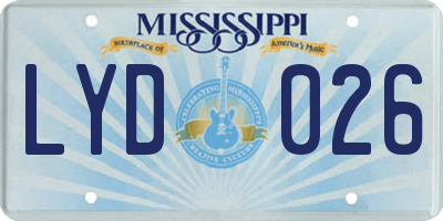 MS license plate LYD026