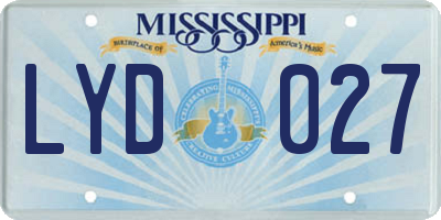 MS license plate LYD027