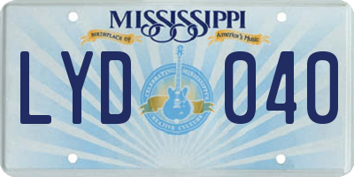 MS license plate LYD040