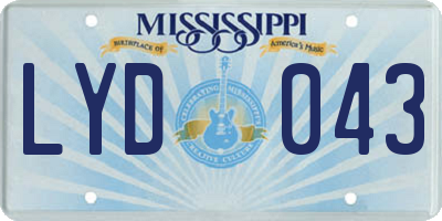 MS license plate LYD043