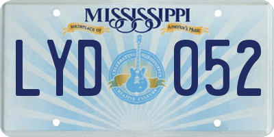 MS license plate LYD052