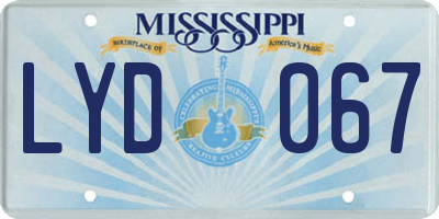 MS license plate LYD067