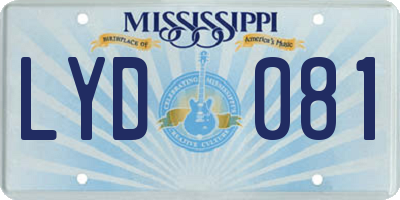 MS license plate LYD081