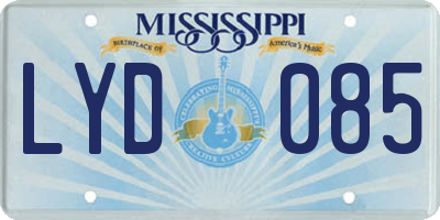MS license plate LYD085