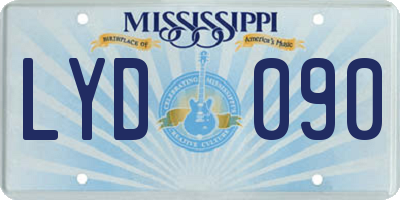 MS license plate LYD090