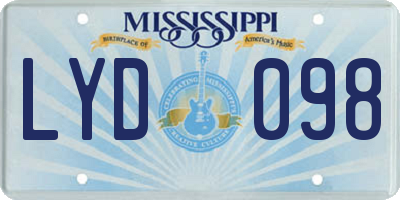 MS license plate LYD098