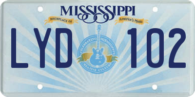MS license plate LYD102