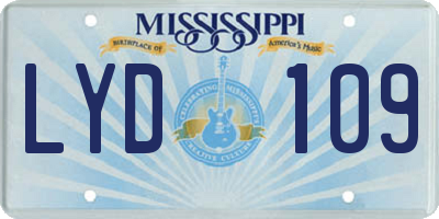 MS license plate LYD109