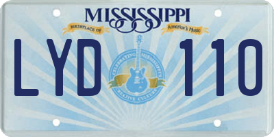 MS license plate LYD110