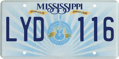 MS license plate LYD116