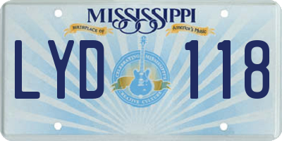 MS license plate LYD118